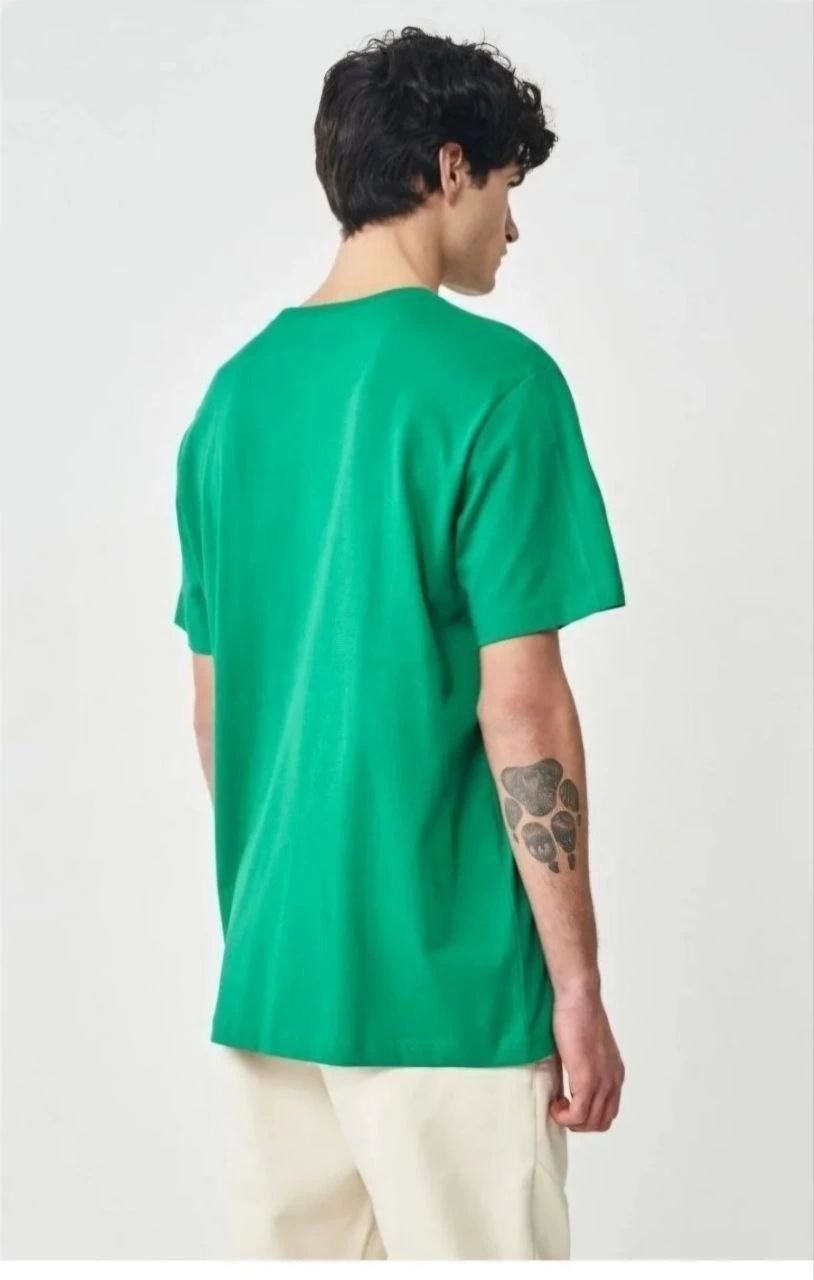 Erkek Düz  Kısa kol  Penye T-shirt- Yeşil