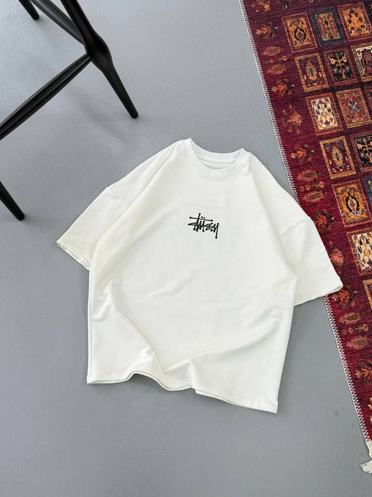 Erkek Baskılı Kısa kollu Oversize tişort - Beyaz