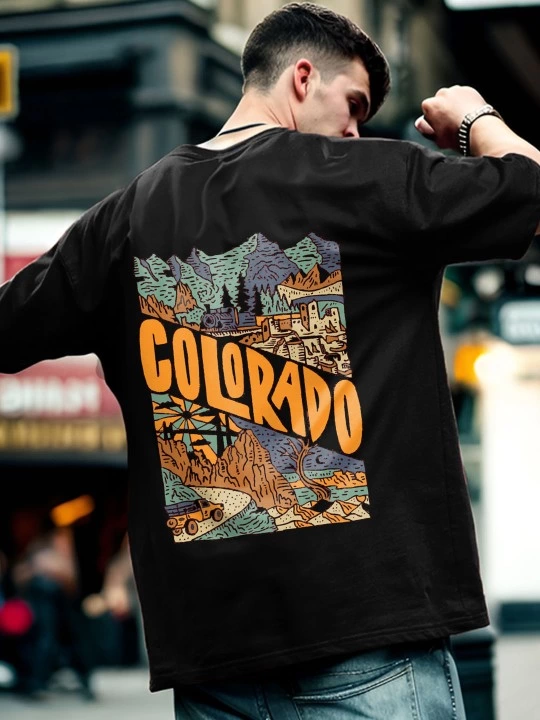 Erkek Baskılı Oversize Kısa kol  T-shirt - Siyah