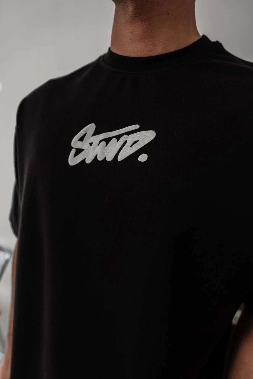 Erkek Baskılı Oversize Kısa kol  T-shirt - Siyah