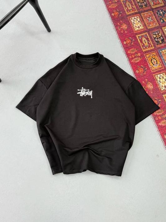 Erkek Baskılı kısa kollu Oversize T-shirt - Siyah