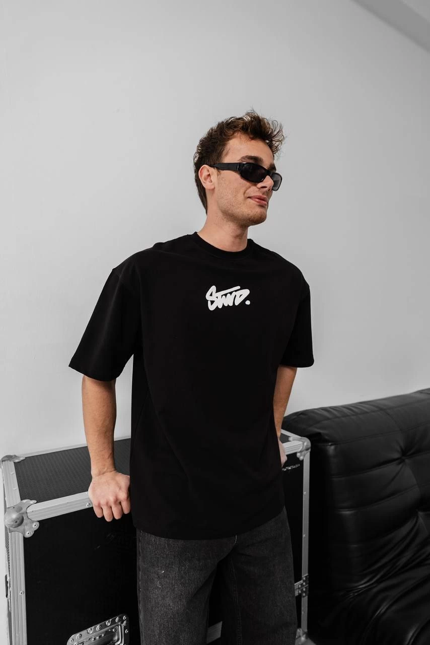 Erkek Baskılı Oversize Kısa kol  T-shirt - Siyah