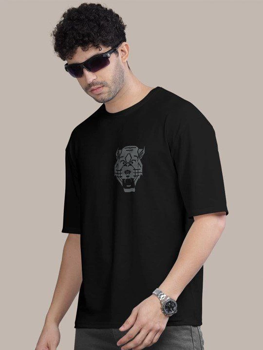 Erkek Baskılı T-Shirt Kısa Kol Bisiklet Yaka Regular Fit Rahat Kalıp Tişört -  Siyah