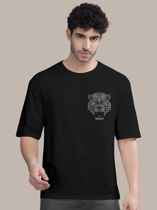 Erkek Baskılı T-Shirt Kısa Kol Bisiklet Yaka Regular Fit Rahat Kalıp Tişört -  Siyah
