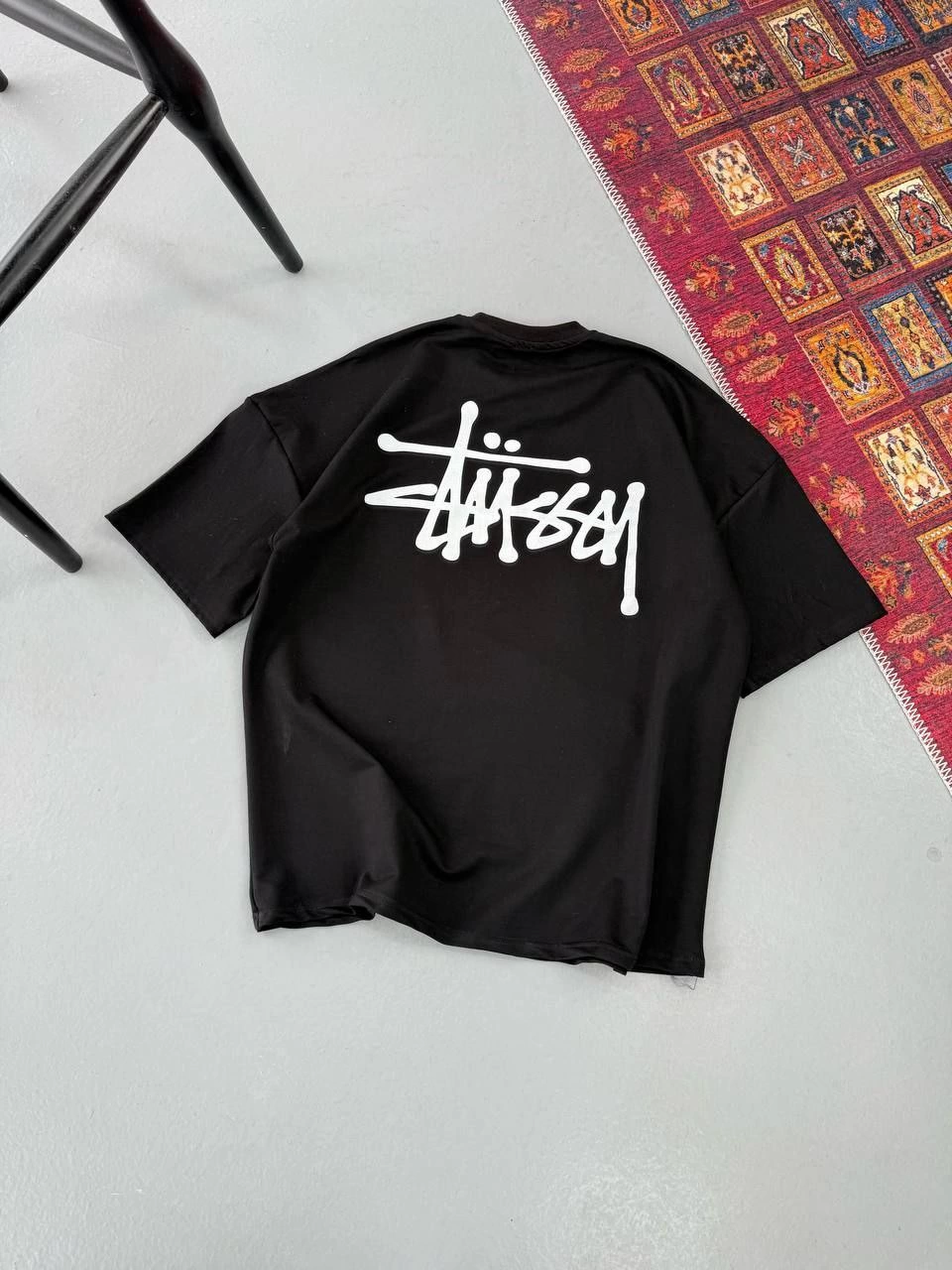 Erkek Baskılı kısa kollu Oversize T-shirt - Siyah