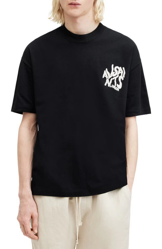Erkek Baskılı Oversize Kısa kol  T-shirt - Siyah