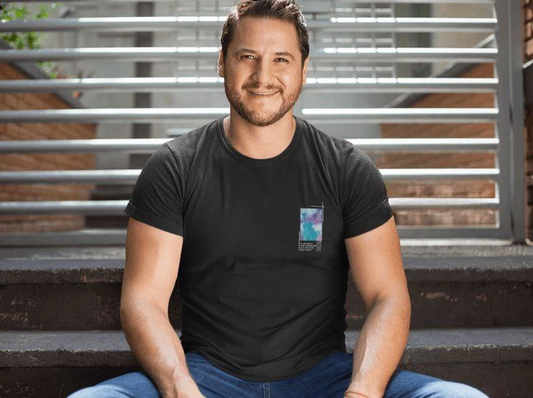 Erkek Bisiklet Yaka Baskılı Kısa kol T-Shirt - Siyah