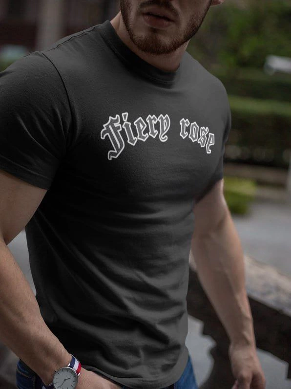 Erkek Bisiklet Yaka Baskılı  kısa kol T-Shirt - Siyah