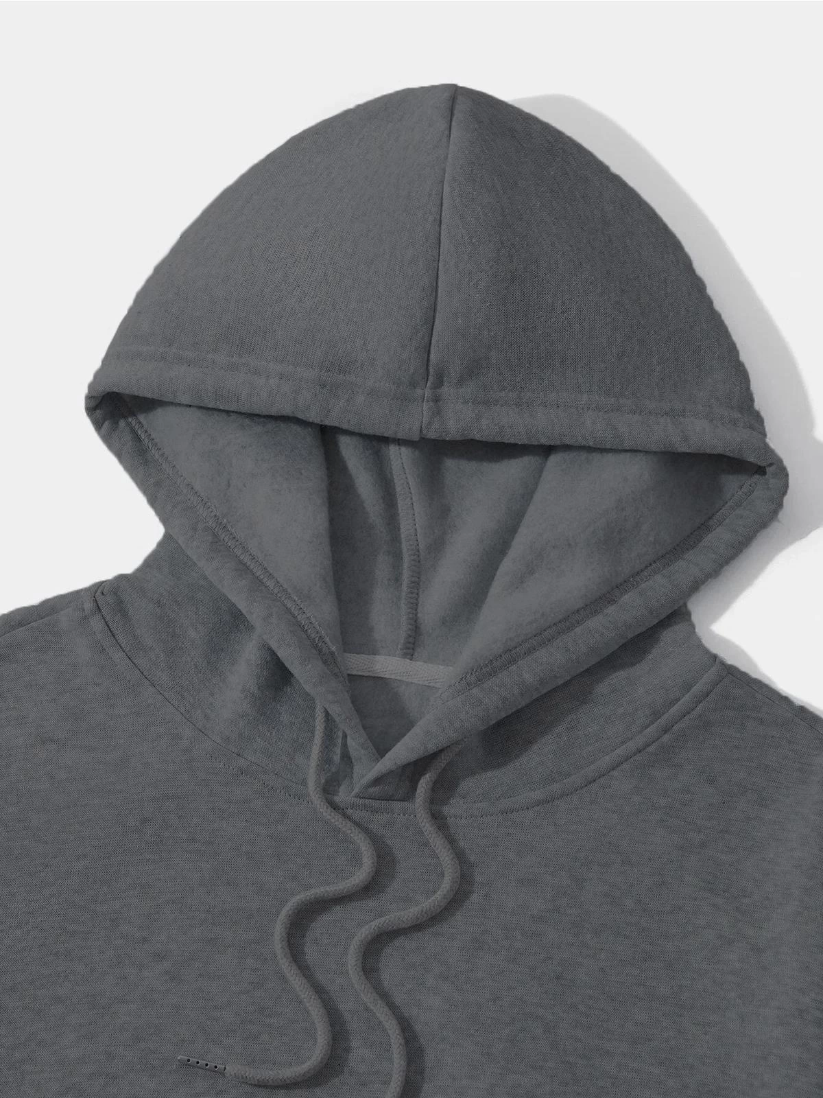 Erkek Düz Kapüşonlu üç iplik pamuklu sweatshirt  - Füme