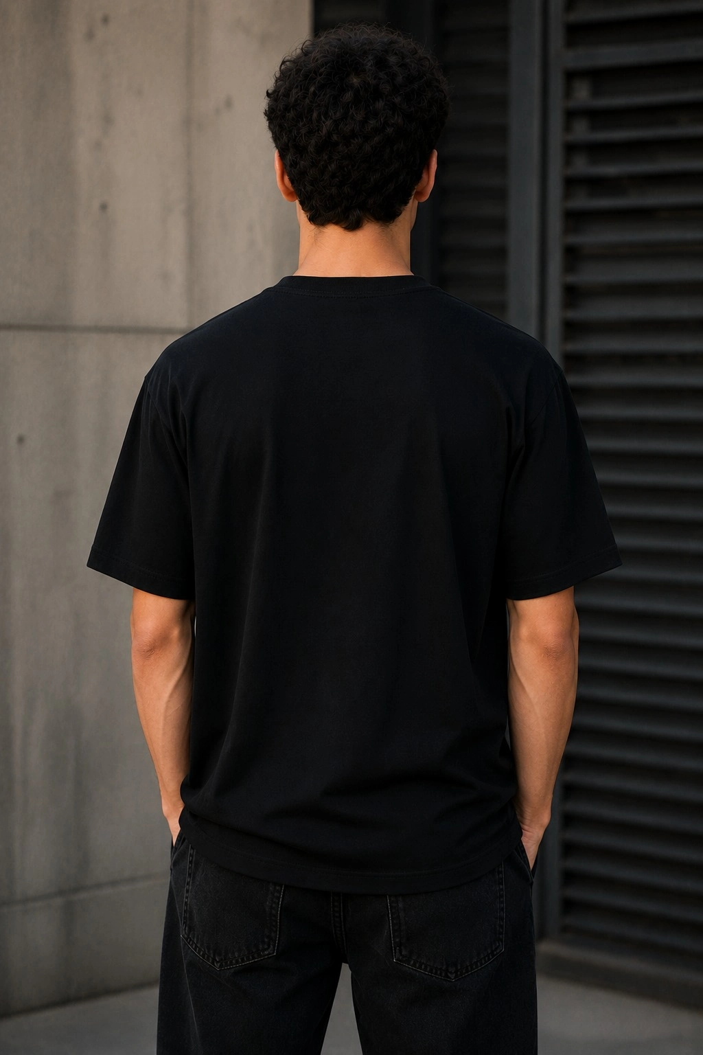 Erkek Gotik Yazı Baskılı Oversize Bisiklet Yaka T-Shirt - Siyah
