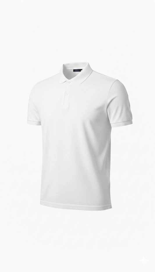 Erkek Pike Kumaş Düğmeli Yaka Regular Fit Günlük Kısa kol Tişört T-shirt - Beyaz