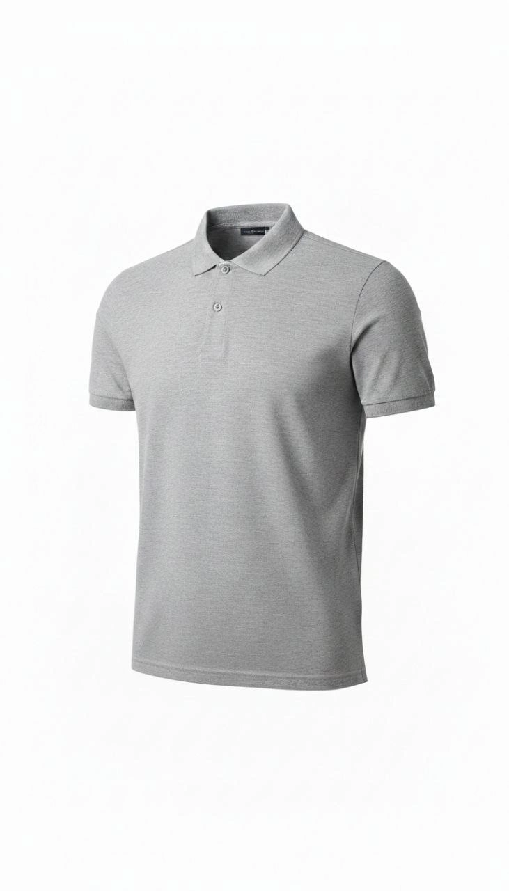 Erkek Pike Kumaş Düğmeli Yaka Regular Fit Günlük Kısa kol Tişört T-shirt - Gri