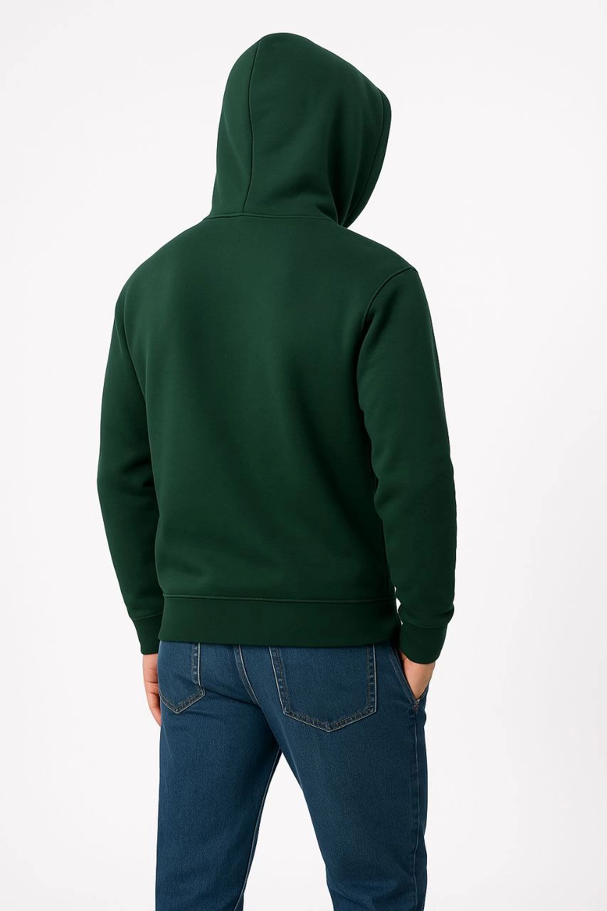 Erkek Üç İplik Pamuklu Kapüşonlu Kanguru Cepli SweatShirt hoodie - Haki