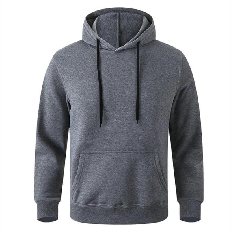 Erkek 3 İplik Pamuklu Kapüşonlu Cepli Oversize Hoodie Sweatshirt - Füme