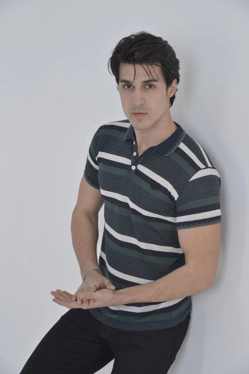 Erkek Yakalı tişort Slim Fit Dokuma Çizgili  Kısa kol T-Shirt - Haki
