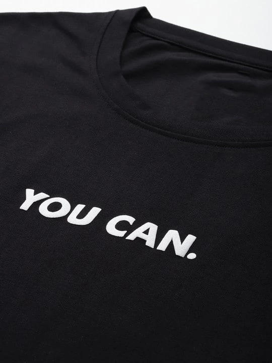 Kadın Baskılı T-Shirt Kısa Kol Bisiklet Yaka Ovarsize Rahat Kalıp Tişört -  Siyah