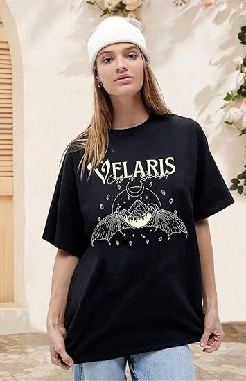 Kadın Baskılı T-Shirt Kısa Kol Bisiklet Yaka Ovarsize Rahat Kalıp Tişört -  Siyah