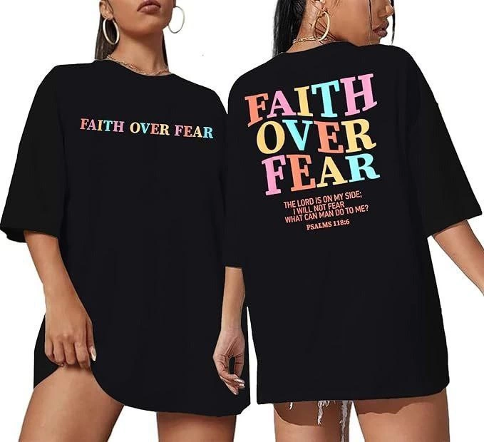 Kadın Baskılı T-Shirt Kısa Kol Bisiklet Yaka Ovarsize Rahat Kalıp Tişört -  Siyah