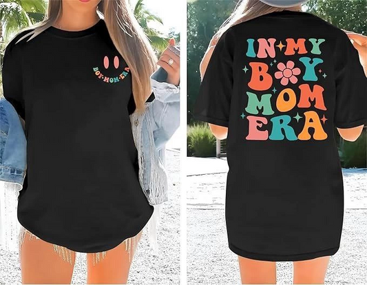 Kadın Baskılı T-Shirt Kısa Kol Bisiklet Yaka Ovarsize Rahat Kalıp Tişört -  Siyah