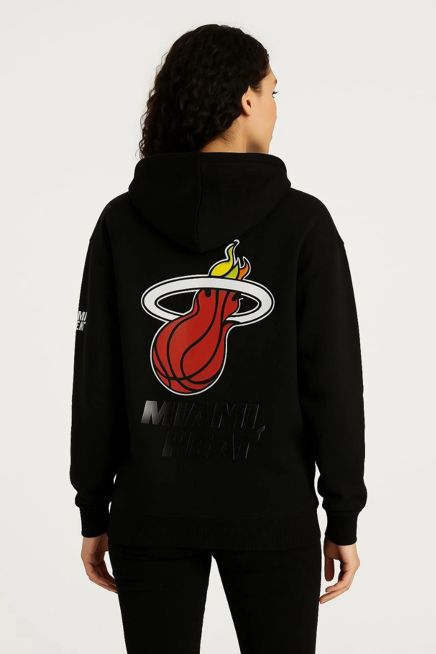 Kadın Üç İplik Kapüşonlu Ön ve Arka Baskılı SweatShirt hoodie - Siyah