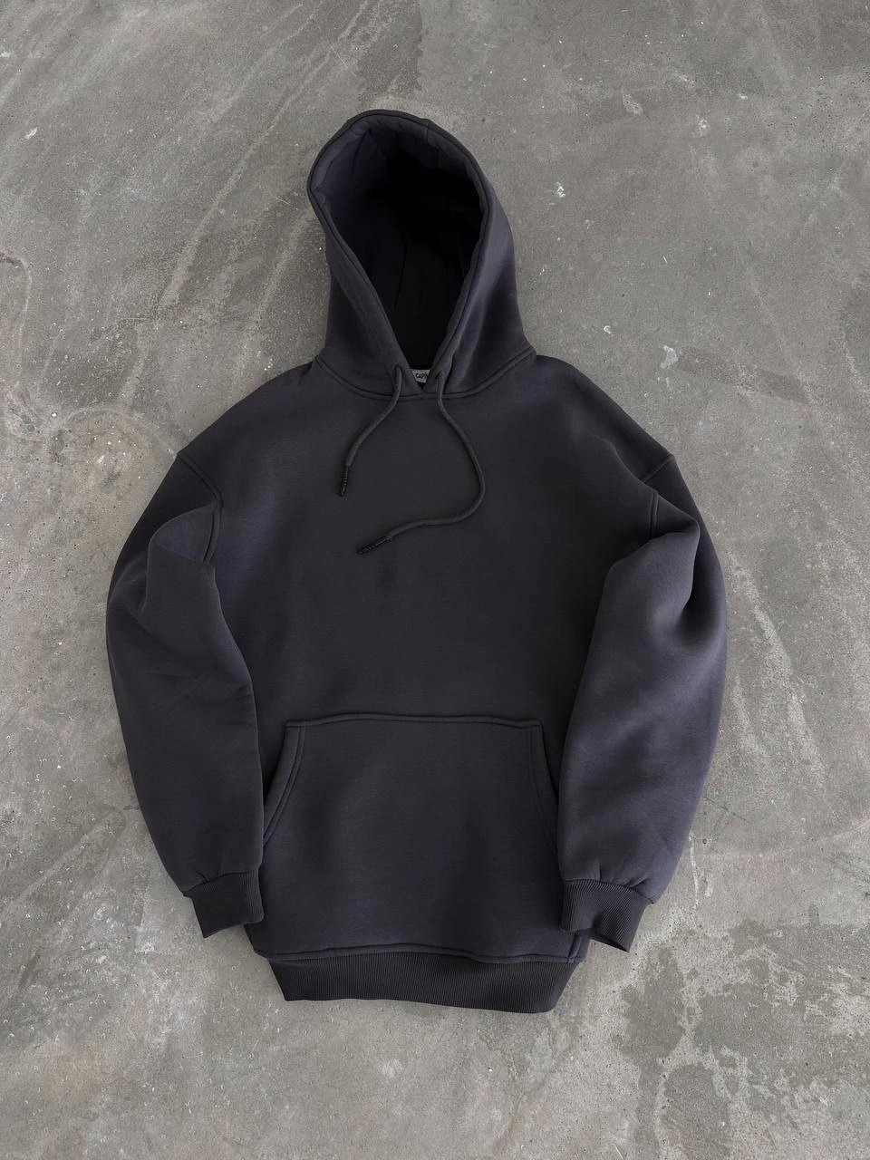 Kadın Kapüşonlu Üç İplik Penye Basic SweatShirt - Füme
