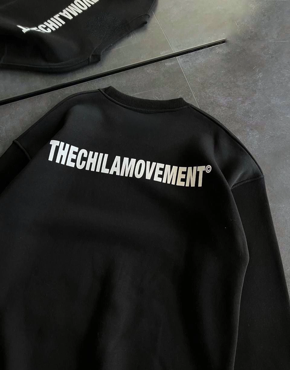 Kadın üç iplik Kışlık Bisiklet Yaka Oversize Baskılı SweatShirt - Siyah