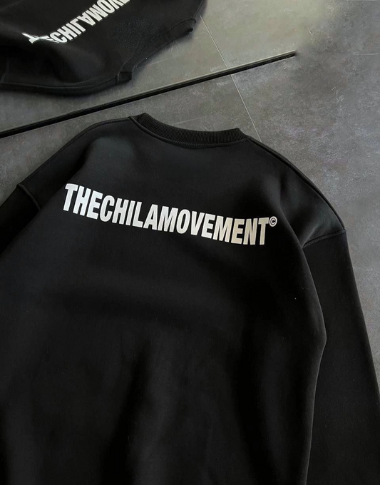 Kadın üç iplik Kışlık Bisiklet Yaka Oversize Baskılı SweatShirt - Siyah