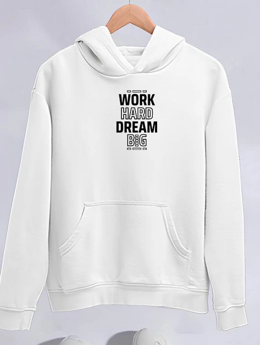 Kadın Kışlık Üç İplik Pamuklu Kapüşonlu SweatShirt - Beyaz