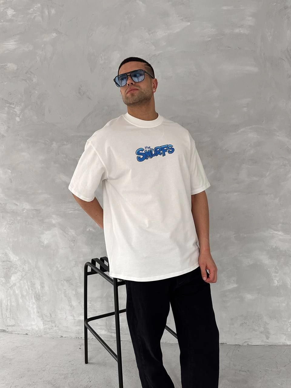 Erkek Baskılı T-Shirt Kısa Kol Bisiklet Yaka Regular Fit Rahat Kalıp Günlük Tişört - Beyaz