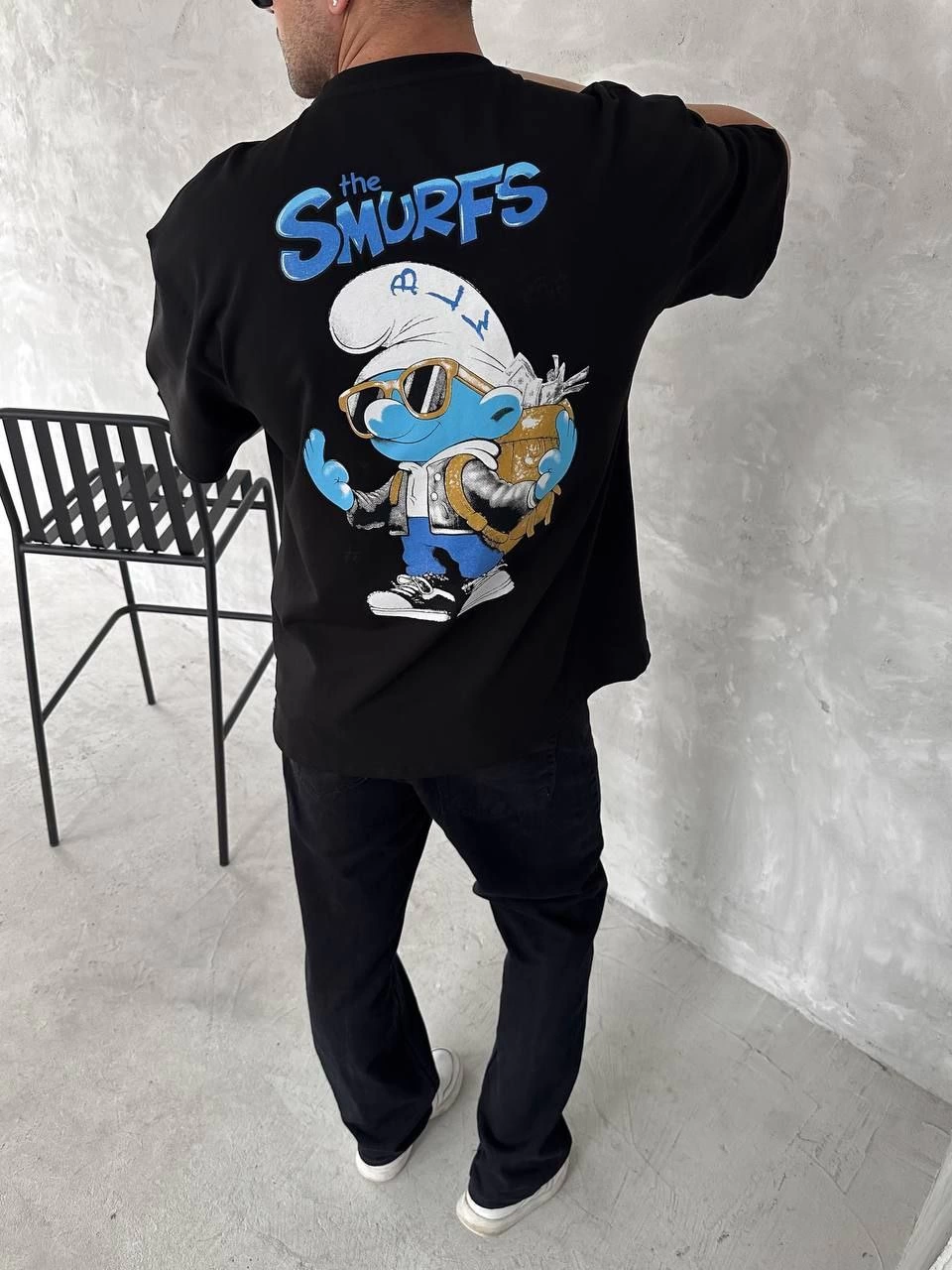 Erkek Baskılı T-Shirt Kısa Kol Bisiklet Yaka Regular Fit Rahat Kalıp Günlük Tişört - Siyah