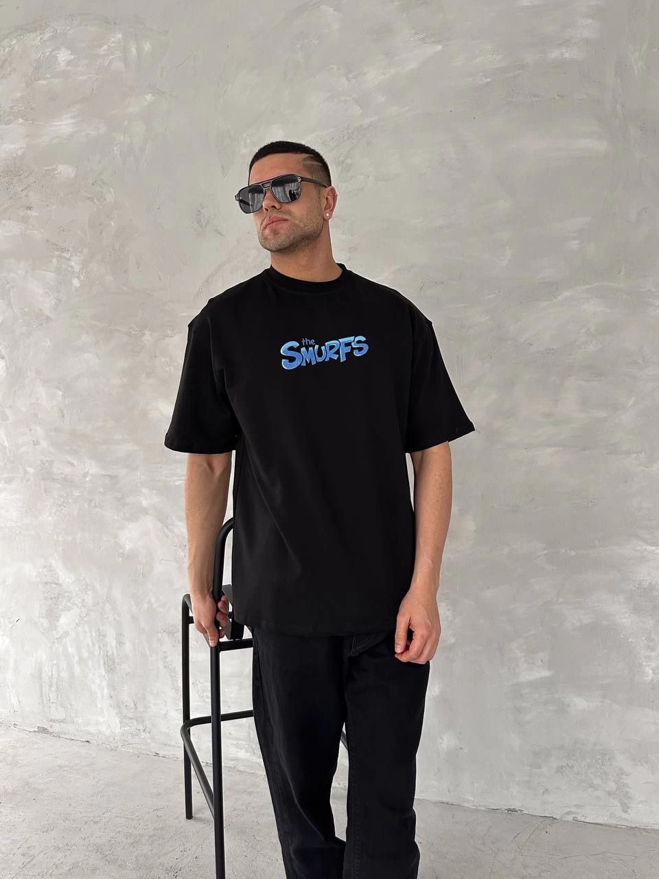 Erkek Baskılı T-Shirt Kısa Kol Bisiklet Yaka Regular Fit Rahat Kalıp Günlük Tişört - Siyah