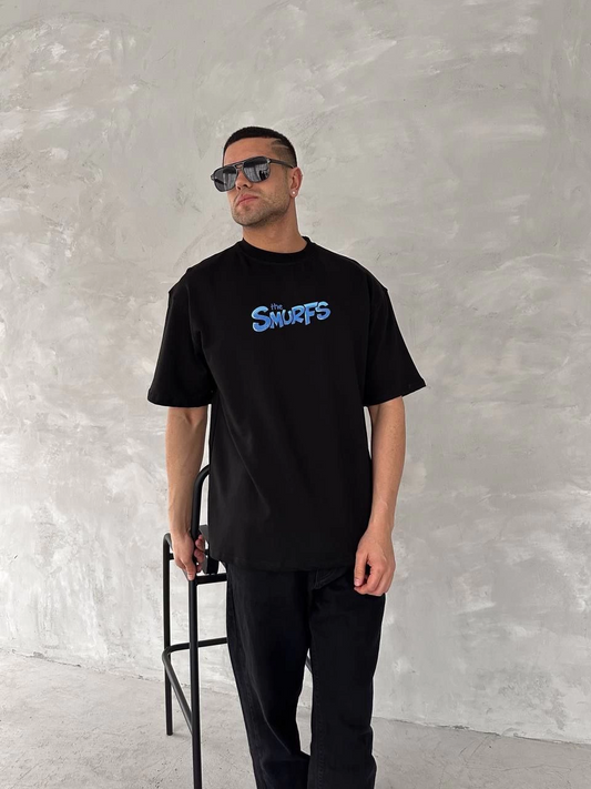 Erkek Baskılı T-Shirt Kısa Kol Bisiklet Yaka Regular Fit Rahat Kalıp Günlük Tişört - Siyah