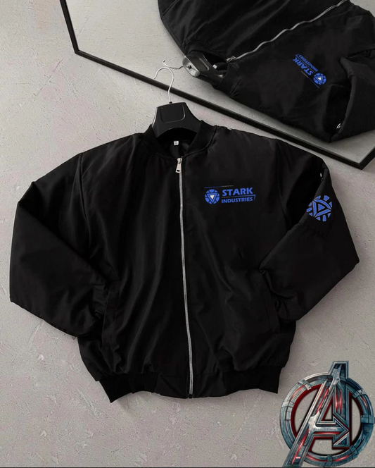ERKEK Stark Industries Siyah Bomber Mont Fermuarlı Cepli Uzun Kollu Kapitone - Siyah