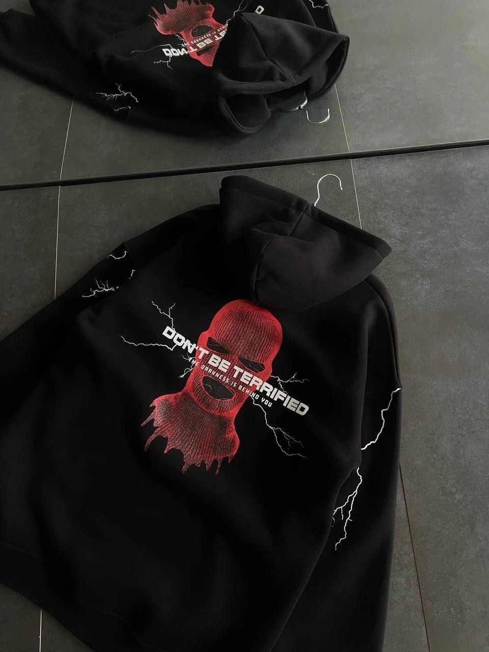 Kadın Üç İplik Kapüşonlu Baskılı Oversize SweatShirt- Siyah