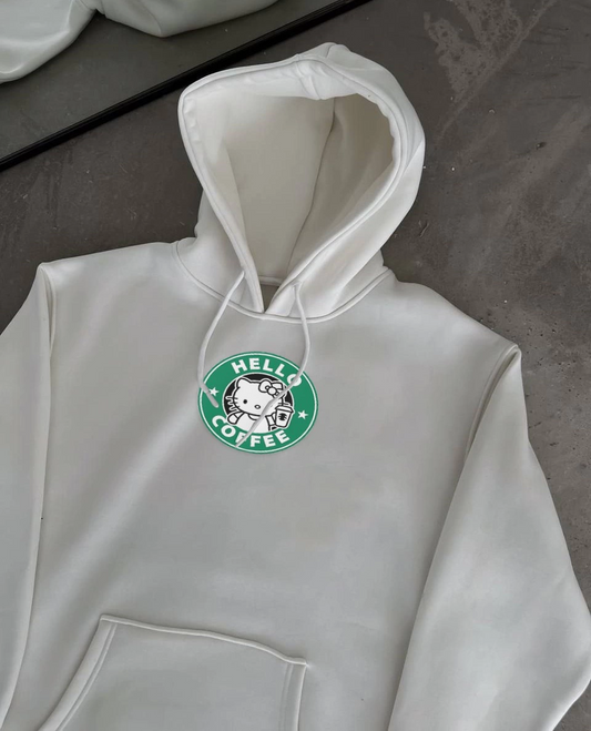 Kadın Üç İplik Pamuklu Kapüşonlu SweatShirt - Beyaz