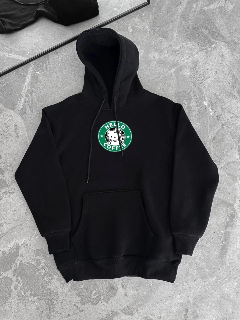 Kadın Üç İplik Pamuklu Kapüşonlu SweatShirt - Siyah