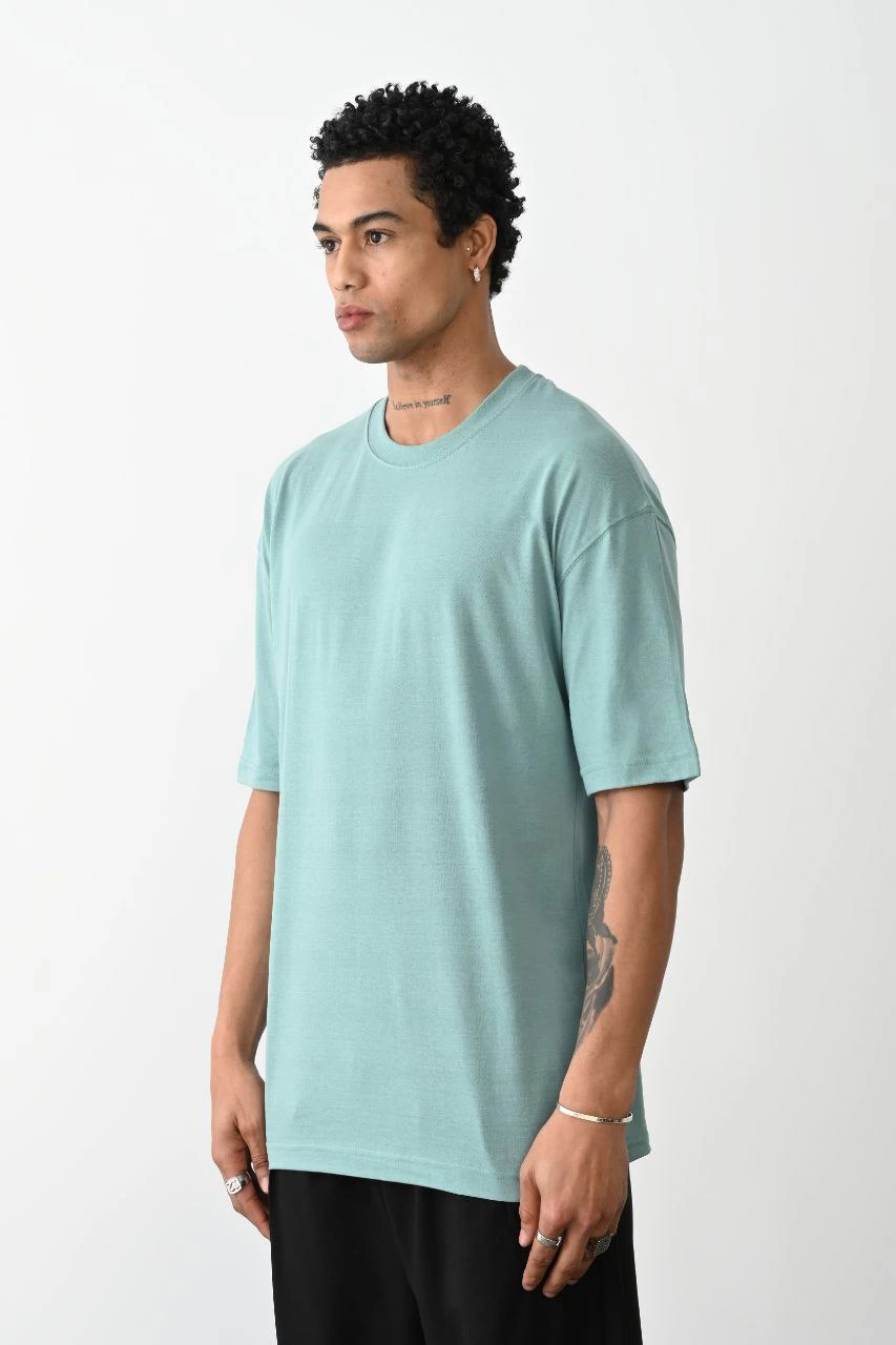 Erkek düz Basic Bisiklet Yaka Kısa kol T-Shirt - Açık Mavi