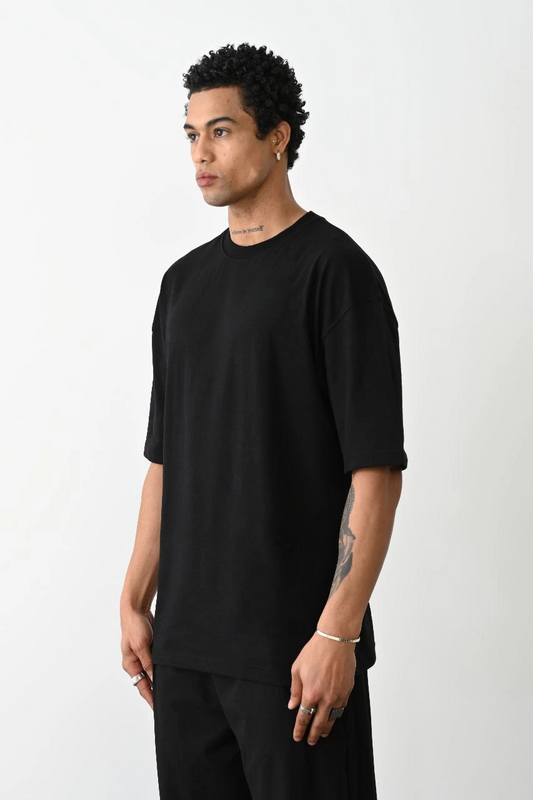 Erkek Düz Basic Bisiklet Yaka Kısa kol T-Shirt - Siyah