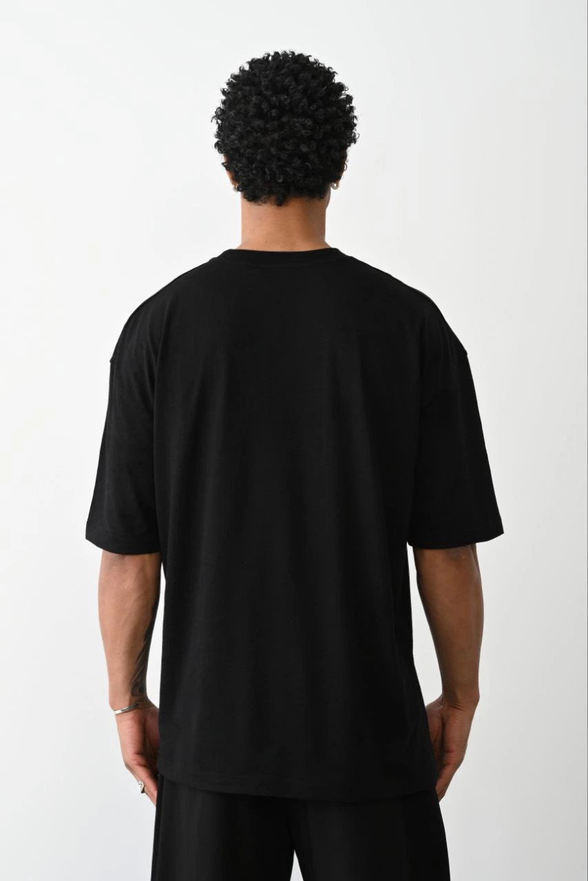 Erkek Düz Basic Bisiklet Yaka Kısa kol T-Shirt - Siyah