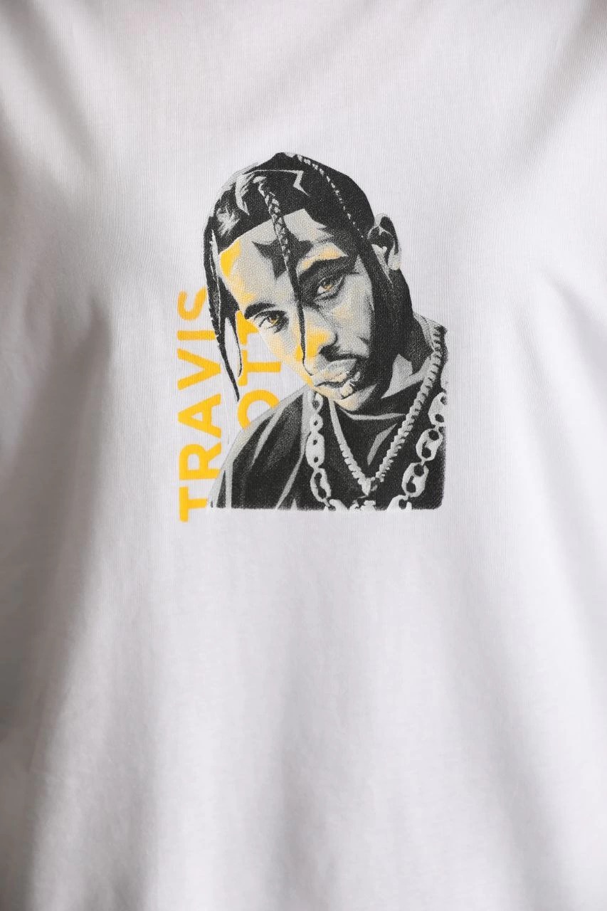 Kadın Baskılı T-Shirt Kısa Kol Bisiklet Yaka  Ovarsize Rahat Kalıp Günlük Tişört  - Beyaz