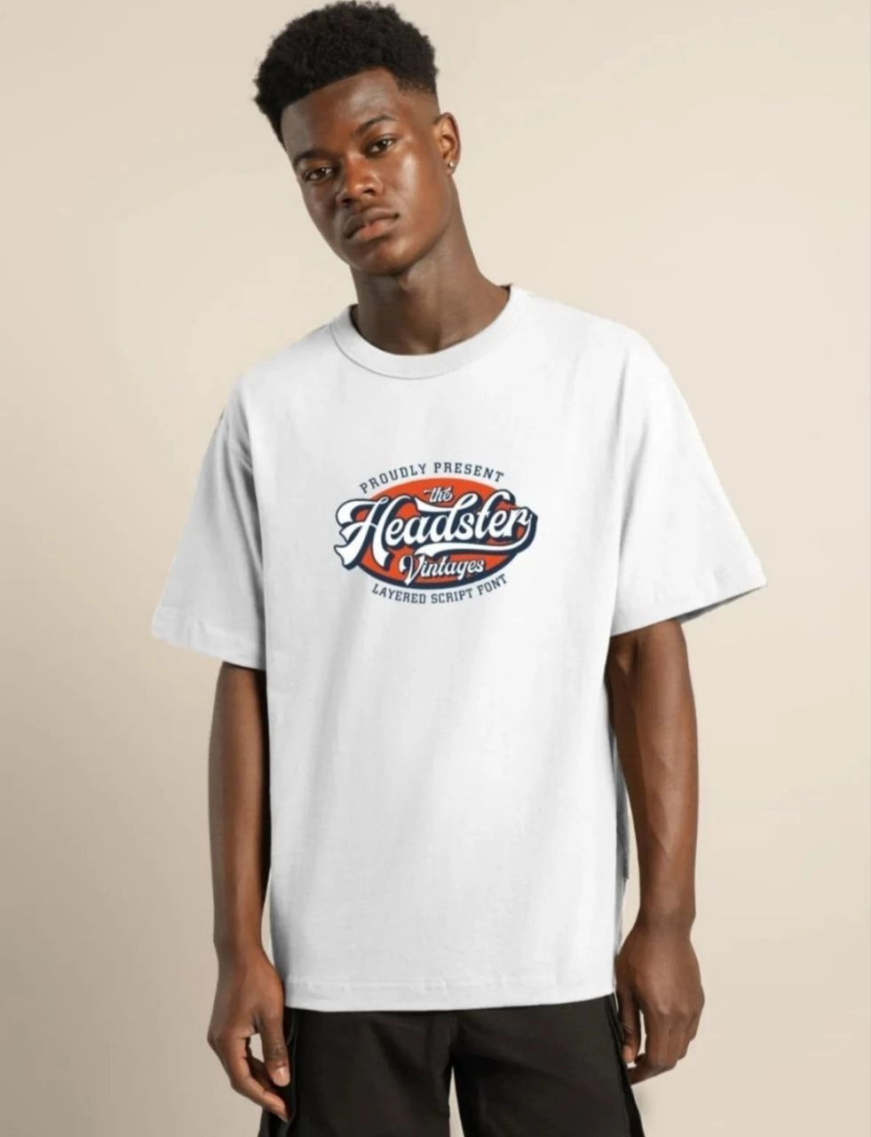 ERKEK  Baskılı Oversize T-Shirt - Beyaz