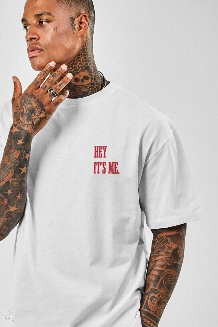 Erkek Baskılı T-Shirt Kısa Kol Bisiklet Yaka Regular Fit Rahat Kalıp Tişört -  Beyaz