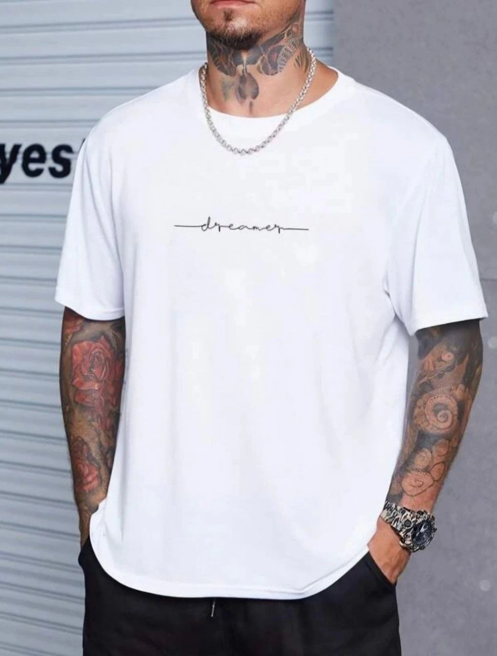 Erkek Baskılı T-Shirt Kısa Kol Bisiklet Yaka Regular Fit Rahat Kalıp Tişört -  Beyaz