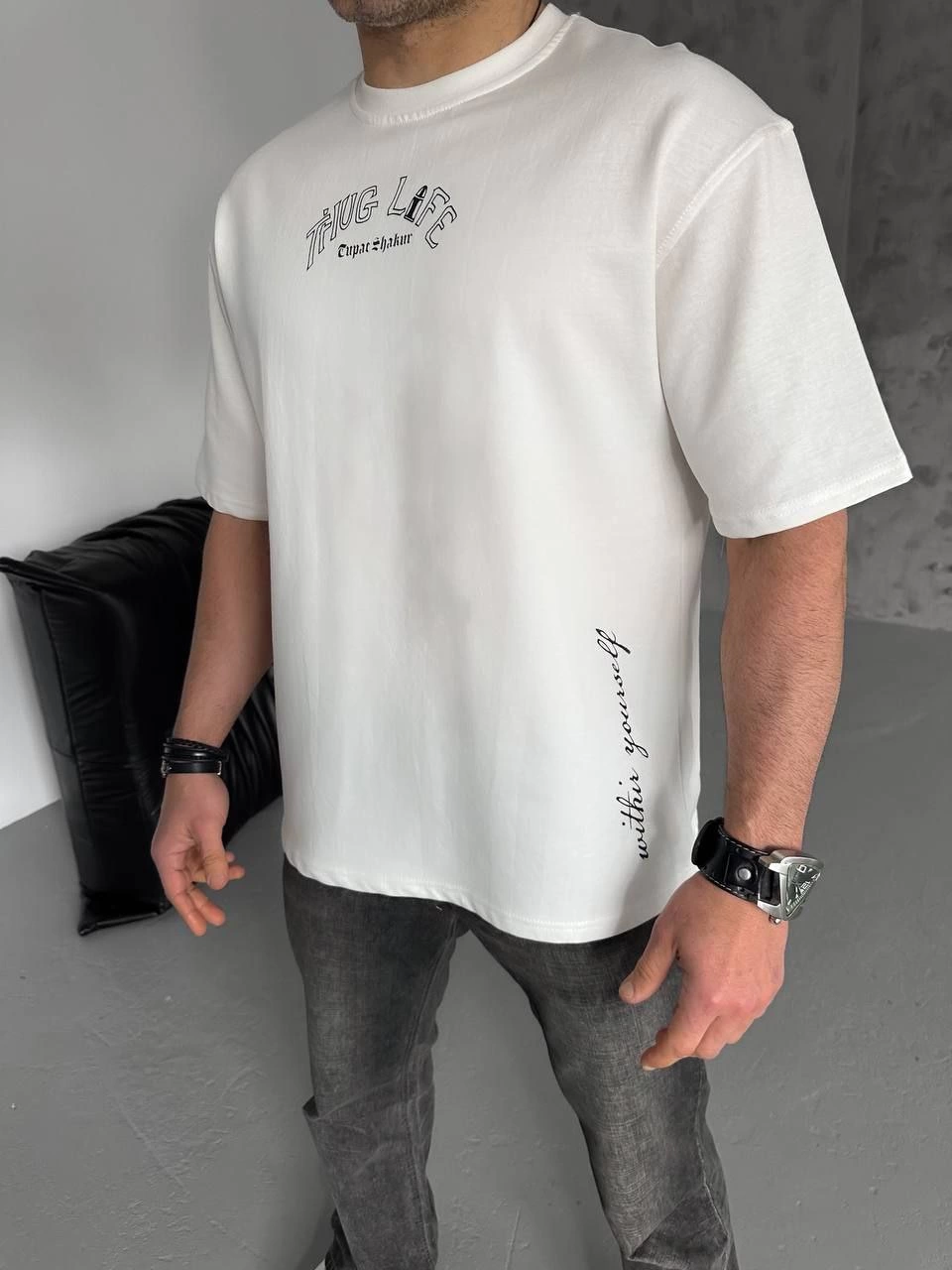 ERKEK Baskılı  Kısa kol T-Shirt - Beyaz