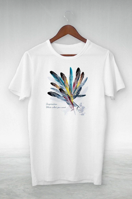 Kadın Baskılı T-Shirt Kısa Kol Bisiklet Yaka Ovarsize Rahat Kalıp Tişört -  Beyaz