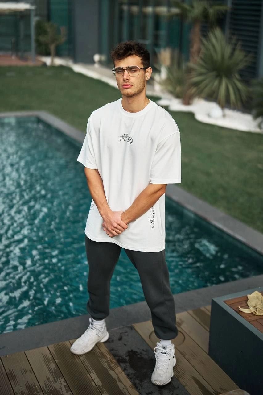 ERKEK Baskılı  Kısa kol T-Shirt - Beyaz