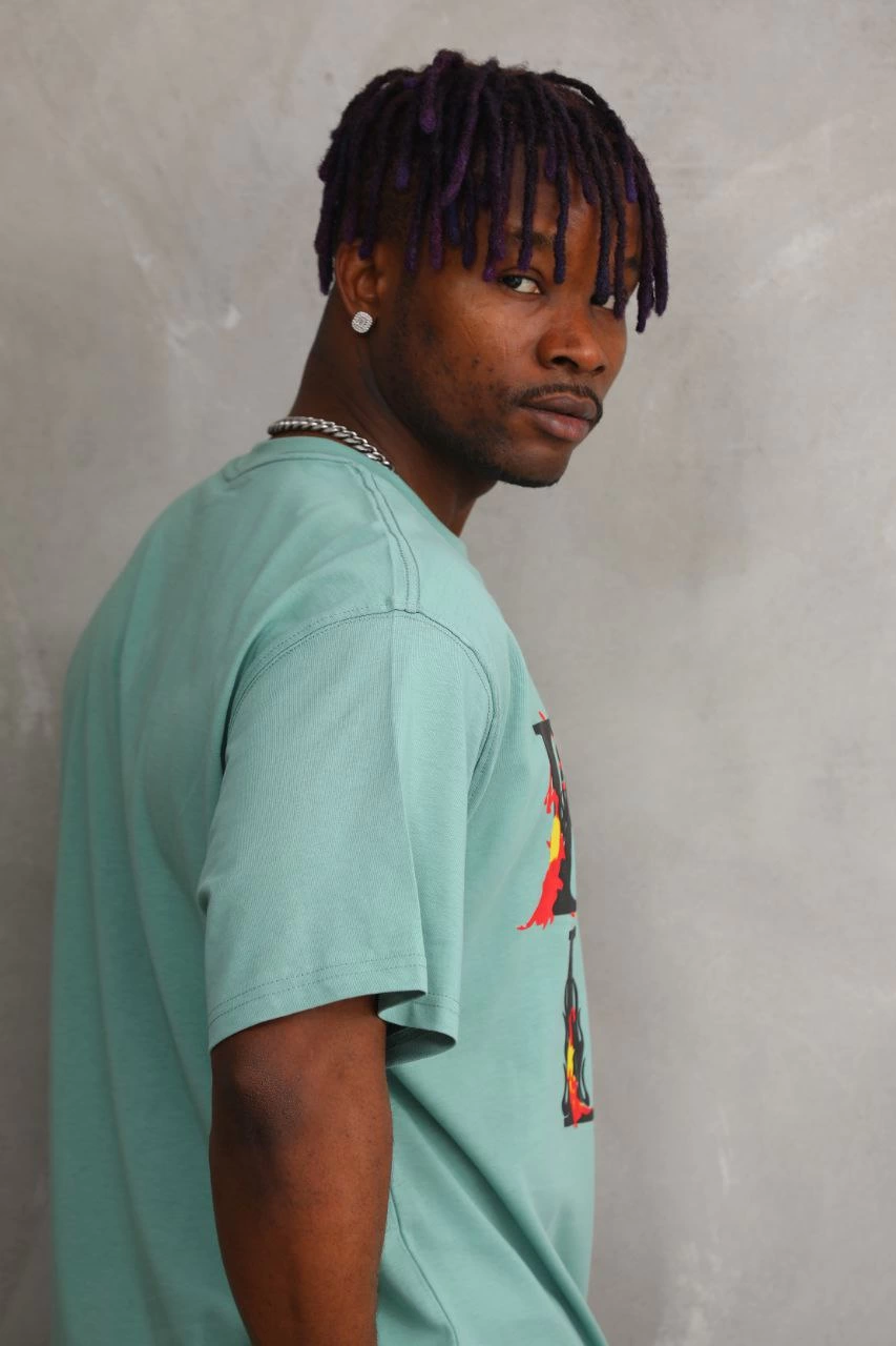 ERKEK Baskılı Oversize T-Shirt - Mint Yeşili