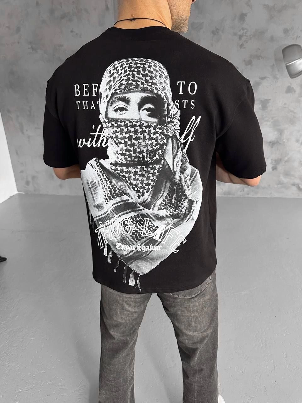 ERKEK Baskılı  Kısa kol  T-Shirt - Siyah