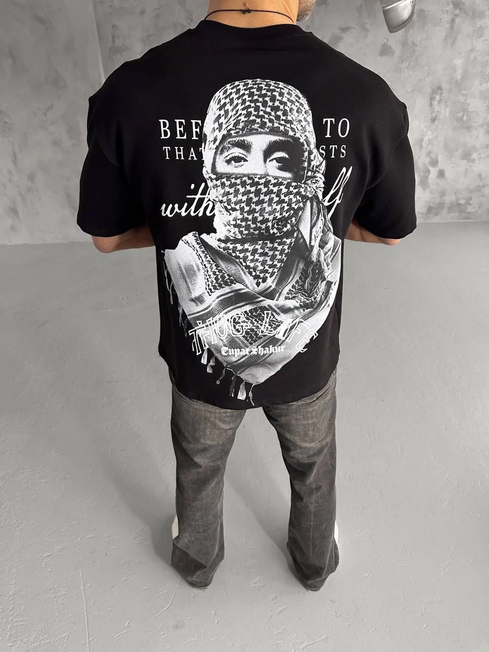 ERKEK Baskılı  Kısa kol  T-Shirt - Siyah