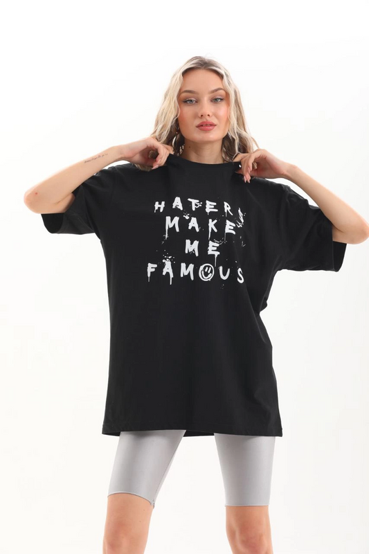 ERKEK Baskılı Oversize  Kısa kol T-Shirt - Siyah